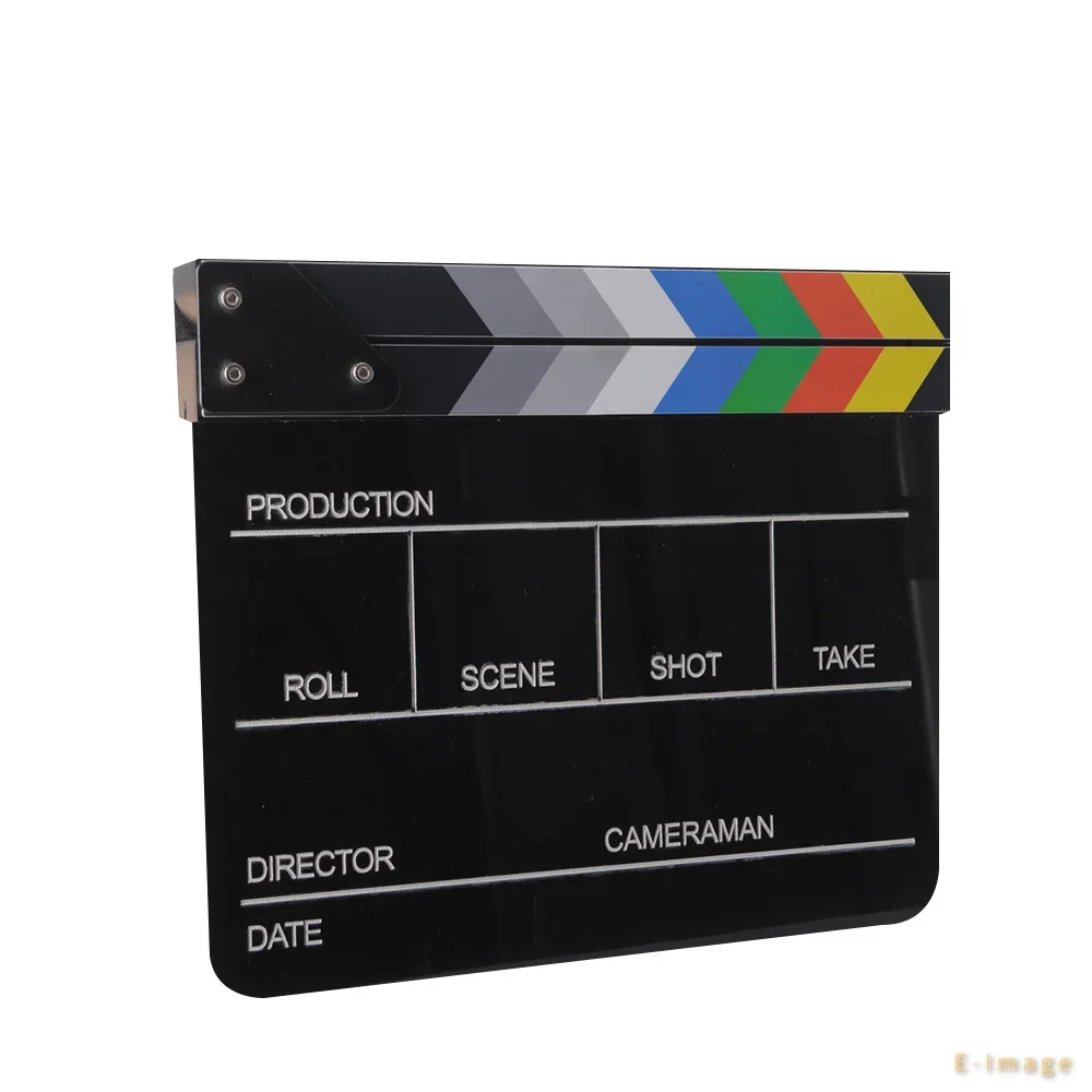 

New E-IMAGE ECB-02 Acrylic Black Colorful Film Movie Director Clap Clapper Board