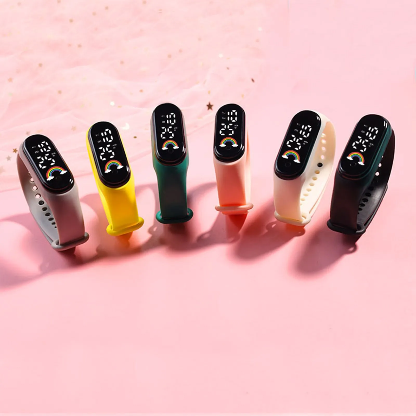 

2025 новые модные детские часы для девочек и мальчиков, электронный браслет, спортивные сенсорные светодиодные детские часы, водонепроницаемые часы