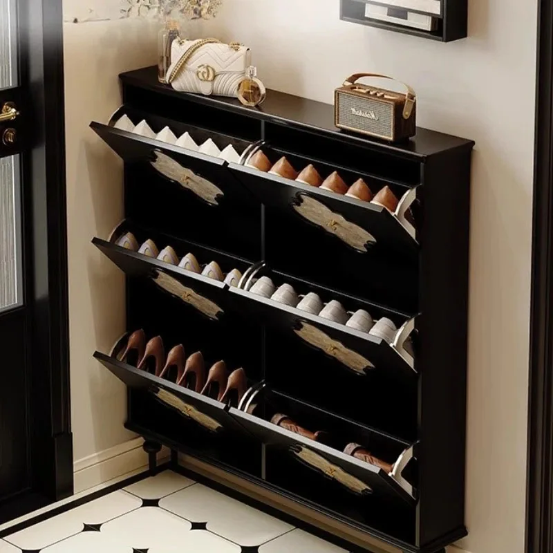 ديكور الغرفة رف الأحذية خمر الشمال خشبية رقيقة فاخرة المدخل رف الأحذية غرفة المعيشة العمودي موبليس أثاث موفر للمساحة