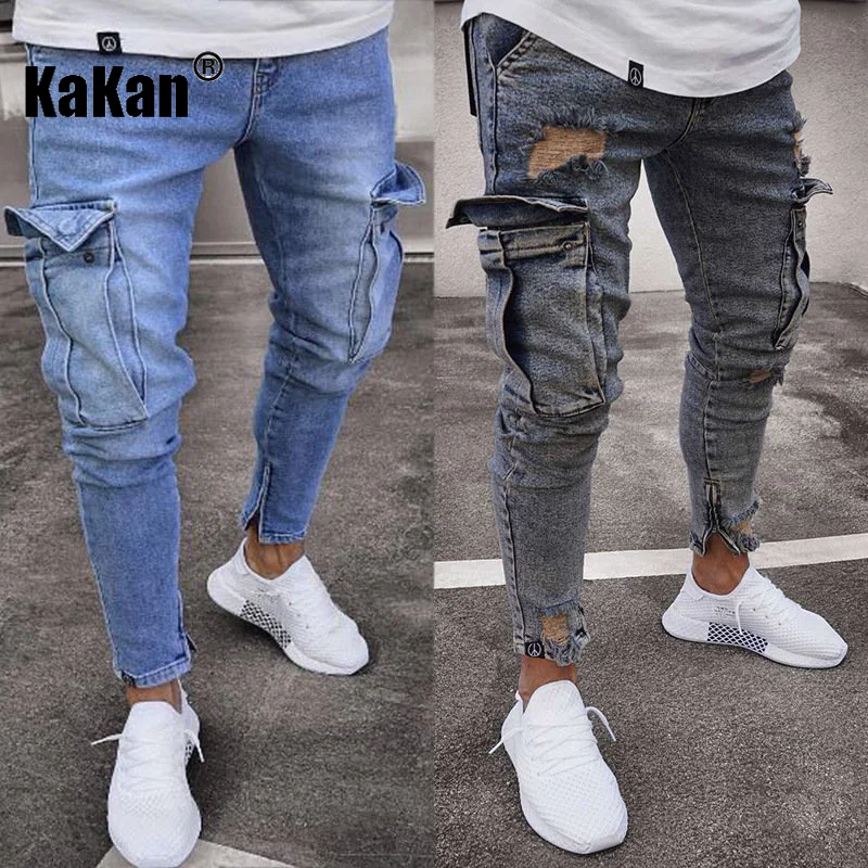 Kakan - Slim Skinny Zippered Jeans, Popular In Europe and The United States, New  Knee Hole Jeans K016-LF806