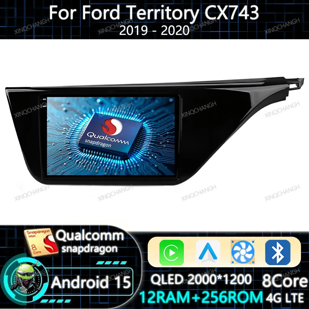 

Автомагнитола Android 15 с Carplay и Auto для Ford Territory CX743 2019-2020, навигационная мультимедийная система Qualcomm, видеоплеер, Bluetooth