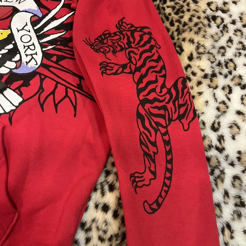 Geometric Printed Tiger Letter Hooded Sweat for Women, Vintage Streetwear, Popular Hip-Hop, Versatile, Protective Shirt PO gy, Y