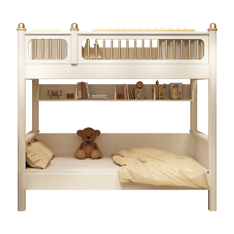 Camas superiores e inferiores paralelas totalmente de madera maciza Madera y niño de lujo ligero Niñas con el mismo ancho Alto y bajo