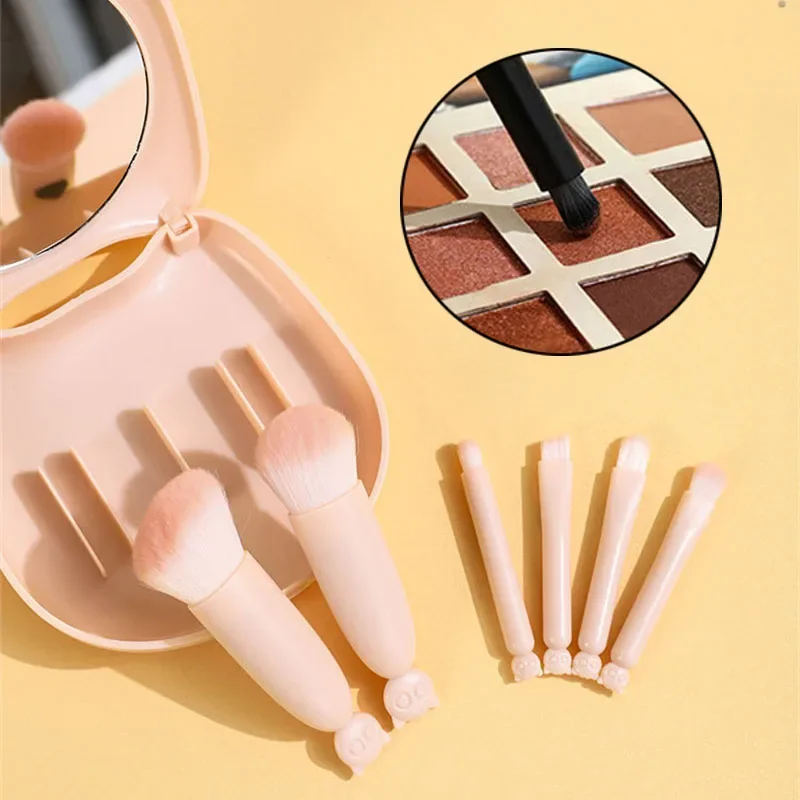 6 pçs mini pincéis de maquiagem conjunto pincéis de maquiagem de viagem portátil pó cosmético fundação blush mistura corretivo compõem pincéis