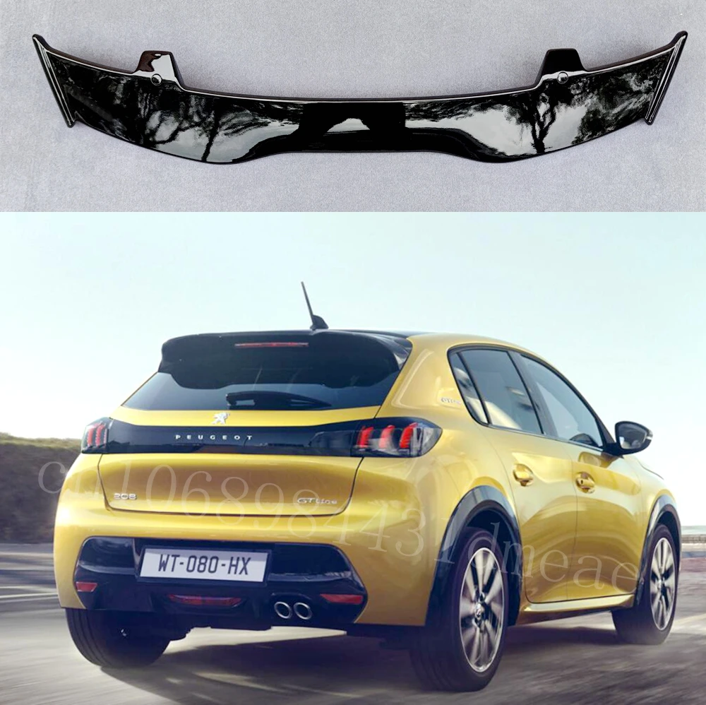 Wysokiej jakości tworzywo ABS do Peugeot 208 Spoiler z włókna węglowego Hatchback Dach Tylne skrzydło Zestaw karoserii Akcesoria