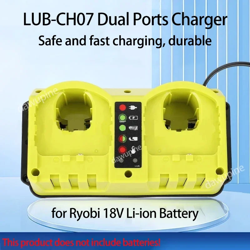 

P117 Power Tool Accessories AC 100-240V 1.5A Dual Ports Fast Charger for Ryobi 18V Li-ion Battery P107 P108 P109 P102 P104