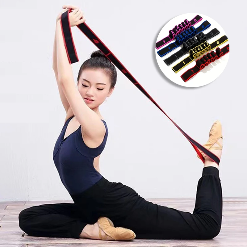 8-segment Digital Yoga Stretching Band High Elasticity Fitness Tension Band Double Layered Composite Webbing Dance Belt