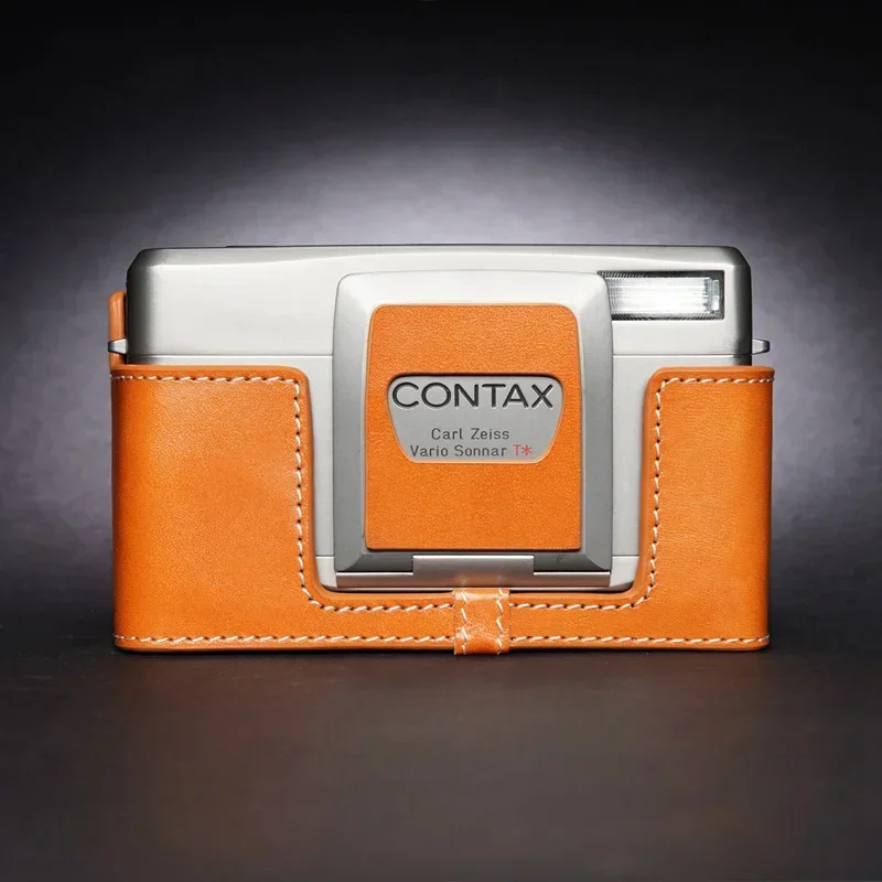 تصميم لـ Contax TVS III TVS 3 حقيبة غطاء نصف حافظة للكاميرا مصنوعة يدويًا من الجلد الطبيعي