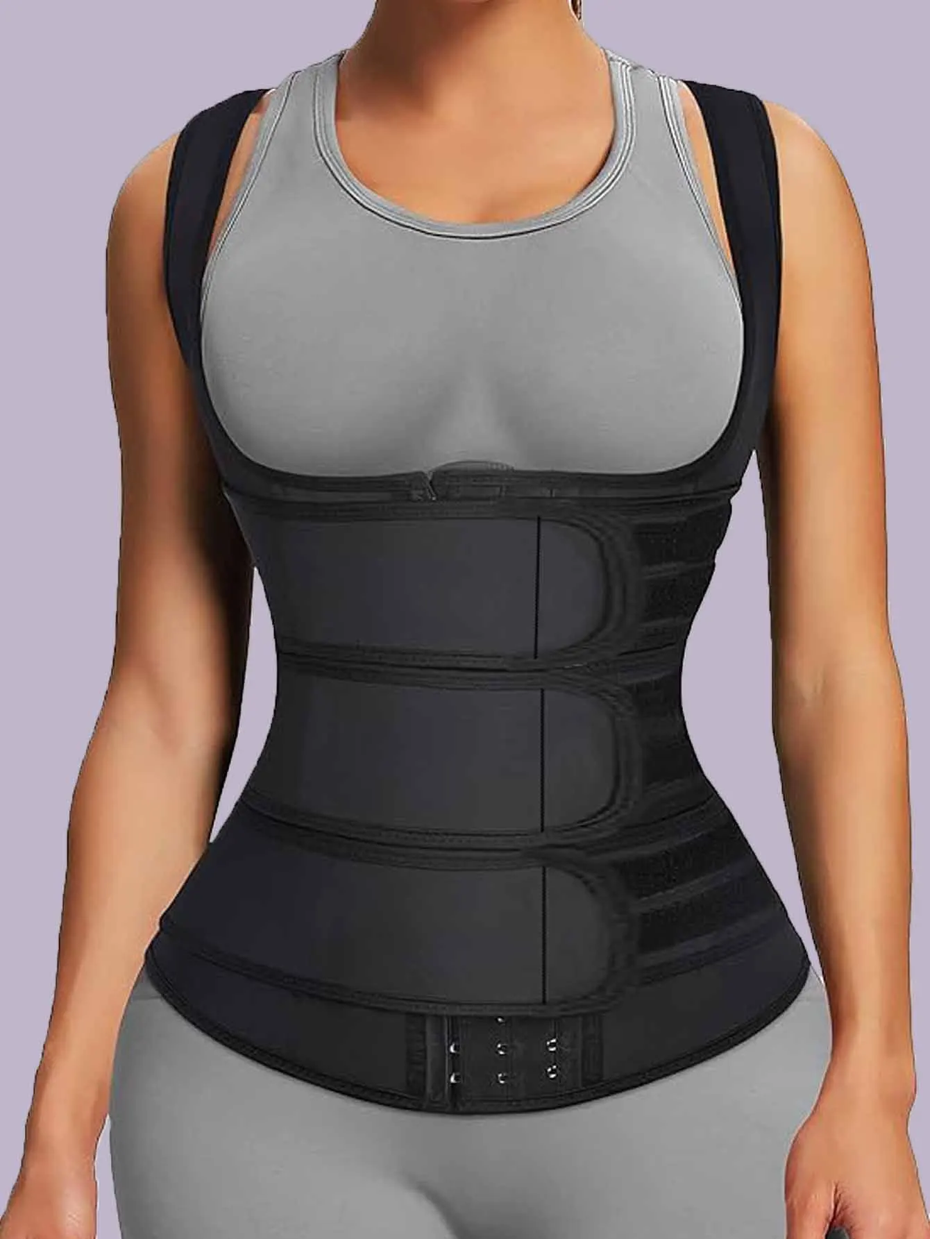Allenatore sportivo in vita con cerniera: corsetto modellante per yoga, cintura di controllo addominale che riduce il sudore, modellatura della vita potenziata per il fitness G
