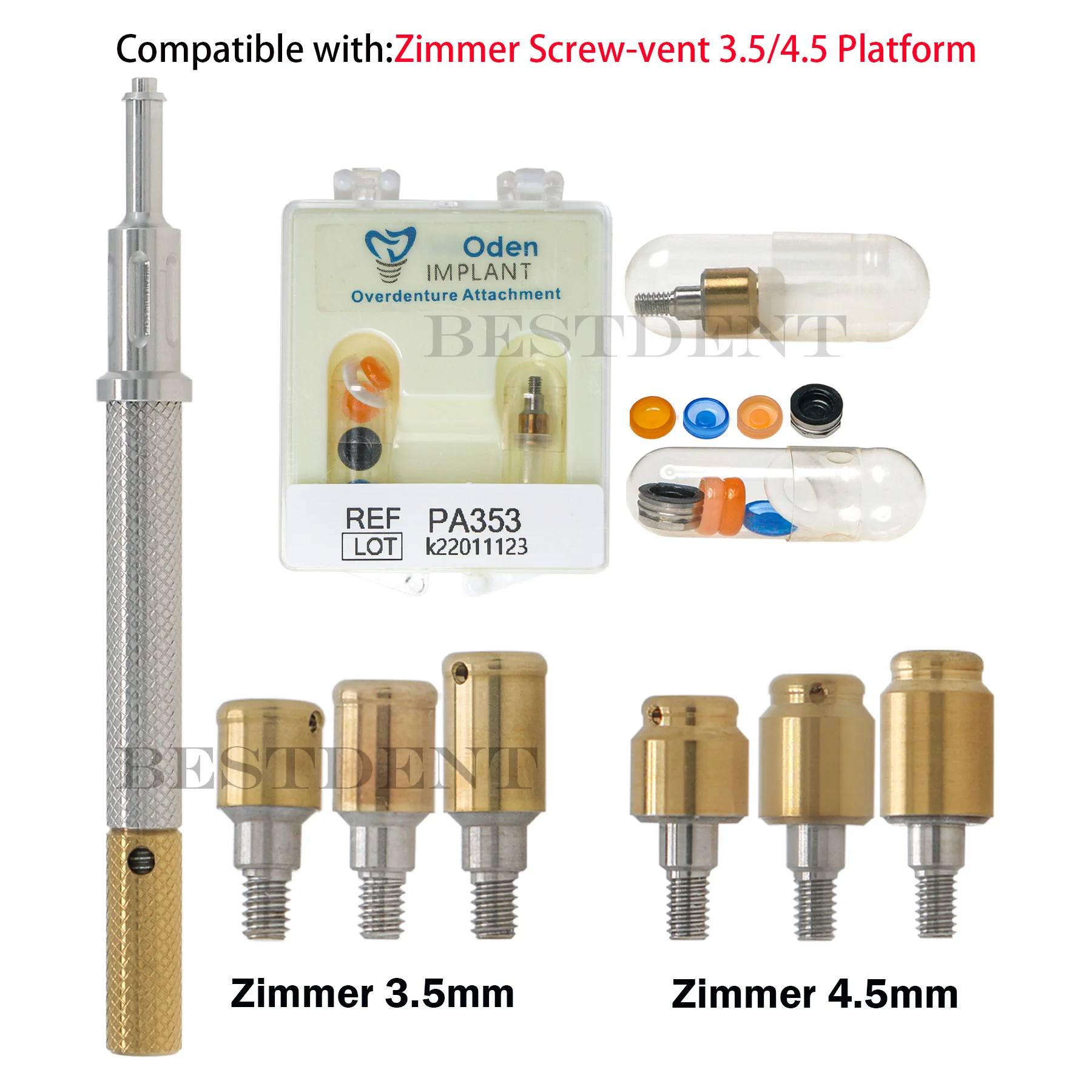 Dental Implant Overdenture Attachments Abutment Male Cap for Zimmer Screw-Vent 3.5/4.5 Platform