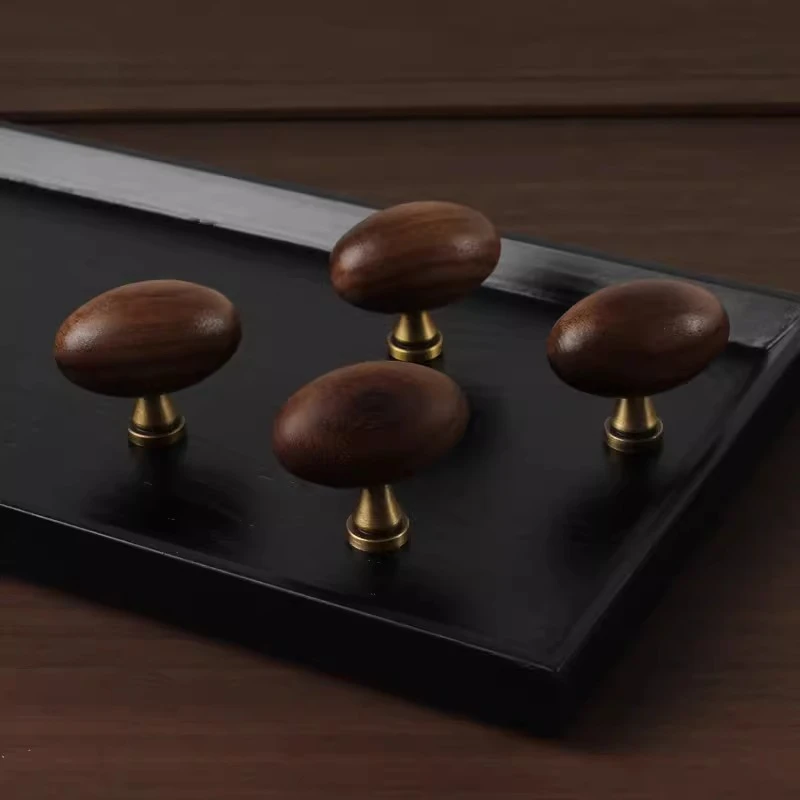 

Vintage Egg-shaped Cabinet Handles Antique Brown Wooden Drawer Pulls Wardrobe Doors Button Classic Home Furniture Hardware