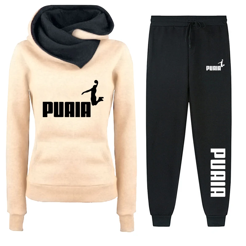 Lässiger Damen-Hoodie Trainingsanzug Bedruckte Sweatshirts Outdoor-Sportbekleidung Herbst Winter Mode Streetwear Einzeloberteil und Hose – Detail 2