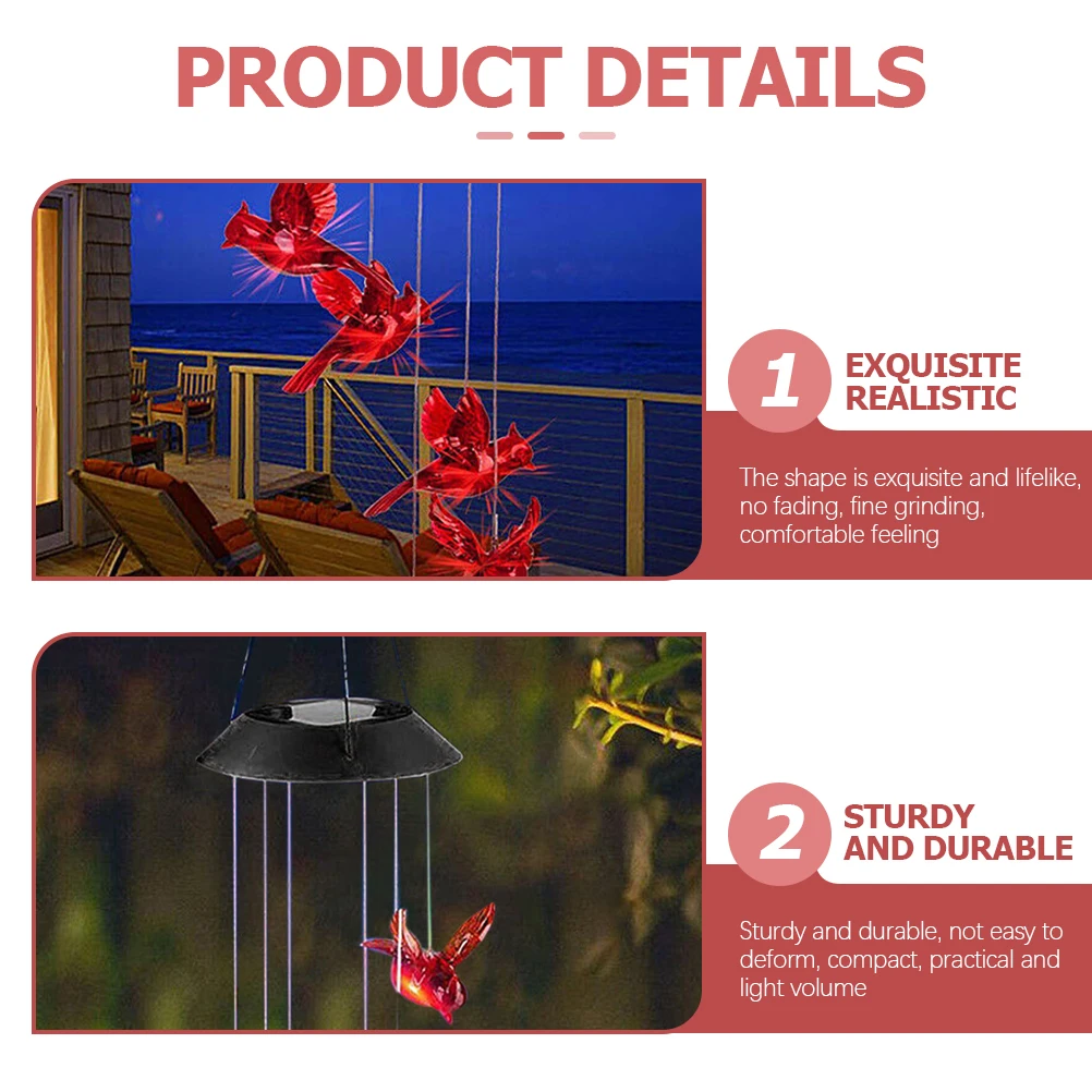 

Solar Wind Chime Light Lawn Decoration Garden Lights Hanging Outdoor Bell for Home Metal Mothers Day Gifts