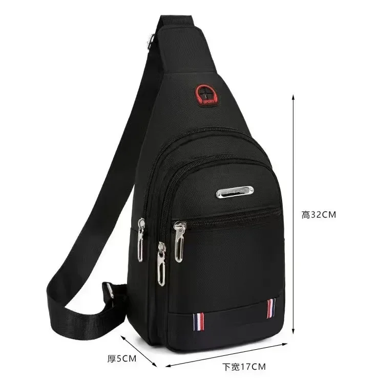 Waterproof Black Chest Shoulder Bag Men\'s Oxford Cloth Sling Small Backpack Large Capacity Crossbody Daypack Satchel Bag Women