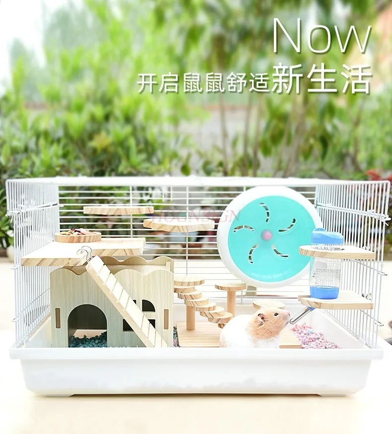 

Hamster Cage, Gold Wire Bear Special Extra Large Villa, Deluxe Basic Cage Housing, Acrylic Transparent Summer Supplies