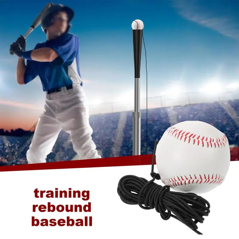 Baseball Training Aids Baseball Swing Strap Practice Equipment Elastic String Rebound Bouncy Balls Portable Softball Batting