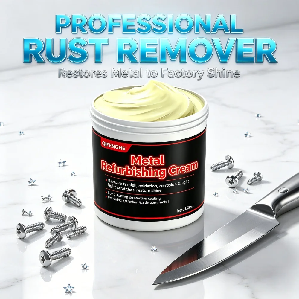 QIFENGHE 150ml Metal Refurbishing Cream, Remove Tarnish Oxidation Corrosion, Restore Shine for Vehicle Kitchen Bathroom