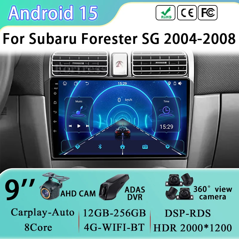 

GPS Navigation Stereo For Subaru Forester SG 2004-2008 Head Unit 4G WIFI Car Radio Multimedia Video Player Android 15 BT No 2din