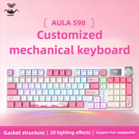 AULA S98 Wireless Mechanical Keyboard Bluetooth+2.4G Key Board Compact Design teclado mecanico keyboards pc gaming tastaturen