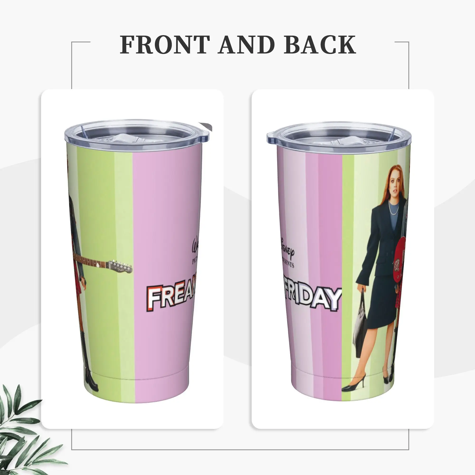 

Дорожная термокружка Freaky Friday из нержавеющей стали с соломинкой и крышкой, большие автомобильные кружки, бутылка для холодной и горячей воды