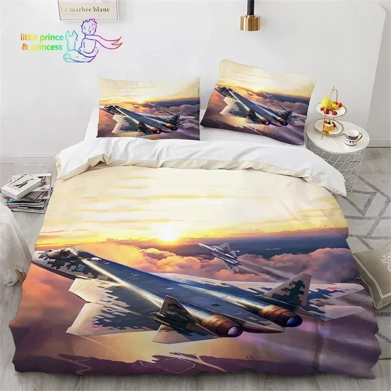 Airplane 3D Print Flying Plane Bedding Set Single Twin Full Queen King Size Bed Set Adult Kid Bedroom Aircraft Sky Bedding Gift
