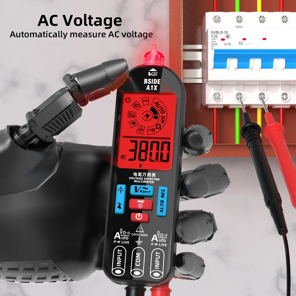 BSIDE A1X Voltage Tester Pen Multimeter Electronic USB Tester Breakpoint AC DC Non-Contact NCV Live Auto Diode Capacitance Hz