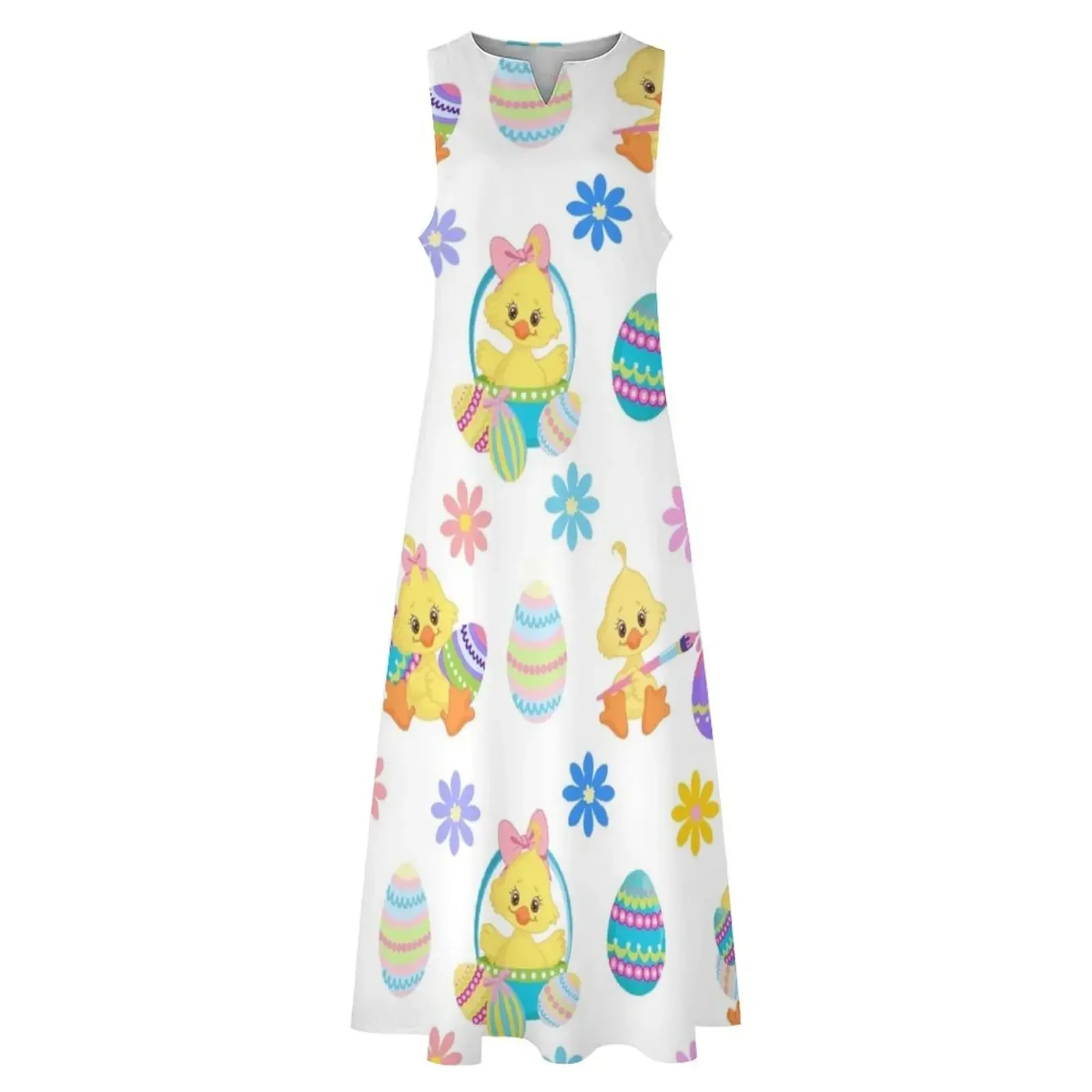 PATTERN d'oeufs de pâques, chasse aux œufs, lapin de pâques, t-shirt cadeau de pâques heureux, robe longue, robe ample pour femmes