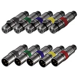 5/20PCS 3 Pin Metal XLR plating black Microphone Audio Cables Plug Connectors Male Female MIC Snake Plug Cable Connectors