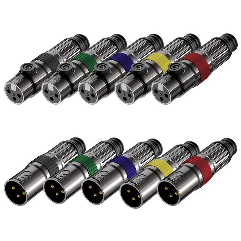5/20 sztuk 3 Pin Metal XLR poszycie czarny mikrofon kable audio złącza wtykowe męskie żeńskie MIC wąż wtyczka złącza kablowe