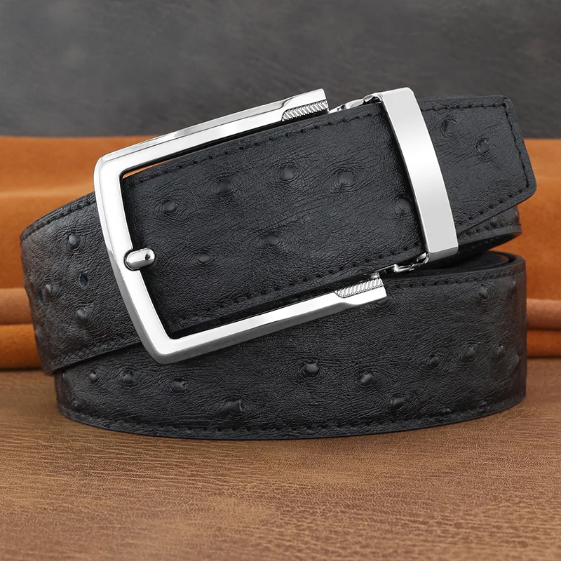 High Quality Fashion Men 3.8Cm Wide Designer Belts Pin Buckle Leather Luxury Brand Gray Genuine Leather Young Men Cinto Masculin