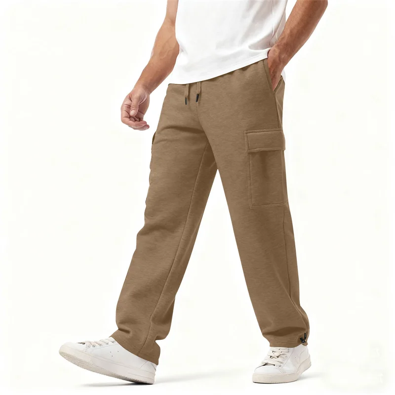 

spring autumn Mens Sweatpants Straight Joggers Sports Streetwear Multi-pocket Pants Loose Drawstring casual Long Pants Men