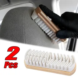 1-2Pcs Car Interior Cleaning Brush Alcantara Suede Deerskin Plush Fabrics Beauty Care Brush Detailling Car Upholstery Clean Tool