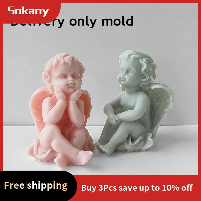 A59E-3D ангел детская силиконовая форма ремесло ароматическая свеча восковая форма DIY изготовление гипсовых свечей, A
