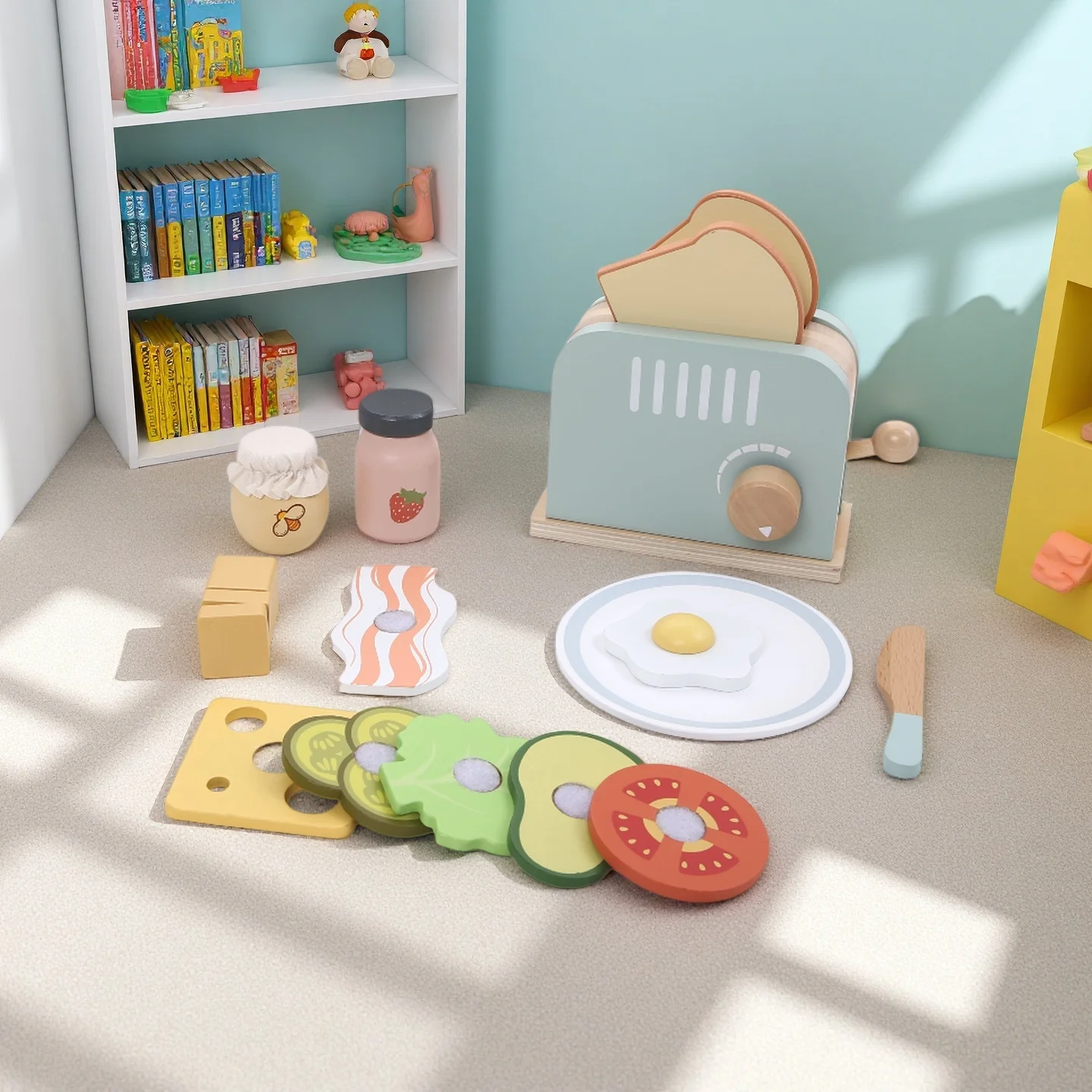 Macchina per il pane in legno, giocattolo, giochi di finzione, giochi di ruolo per l'apprendimento alimentare, giocattoli educativi precoci per i più piccoli, ragazze, ragazzi, regali per bambini