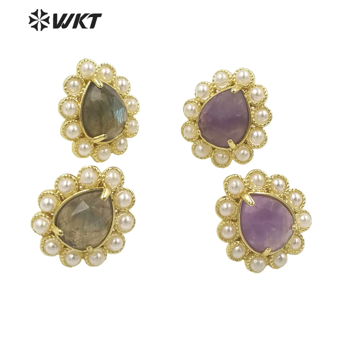 

WT-MPE124 WKT 2023 Classic Jewelry Natural Gemstone Water Droplet-Shaped Making Earring Supplies Grand Party Amazing Gift