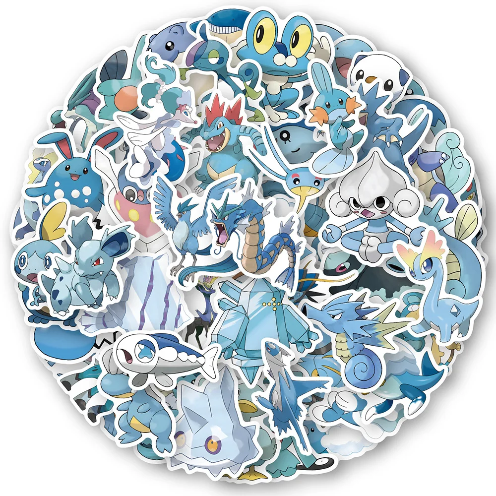 10/30/60PCS Blue Cute Pokemon Anime Stickers Decal DIY Suitcase Laptop Scrapbook Phone Guitar Graffiti Cartoon Sticker Kids Toy