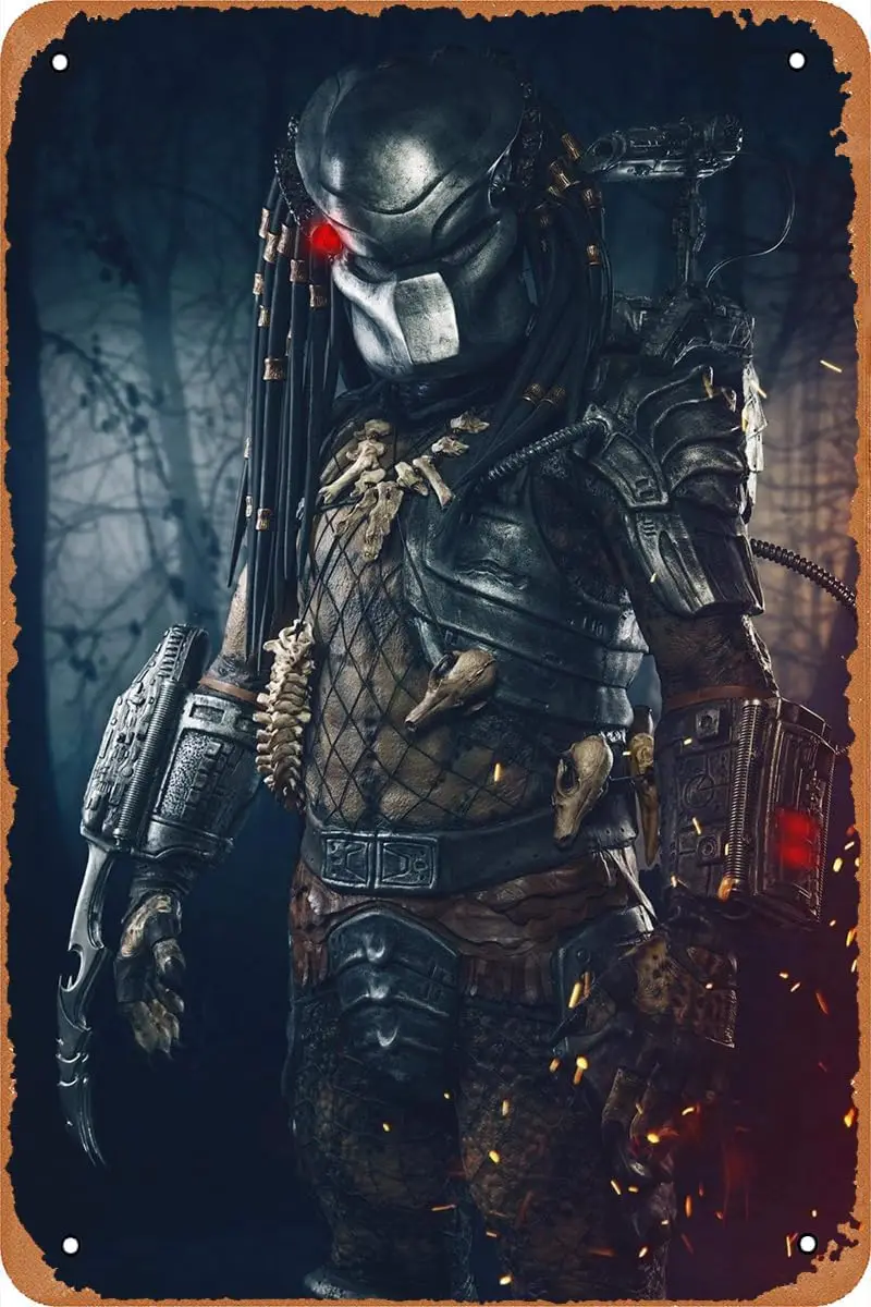 ملصق فيلم PREDATOR، لوحة قصدير قديمة، لافتة معدنية قديمة، مناسبة للمقاهي والحانات والمكاتب والمنزل وديكور الحائط والهدايا