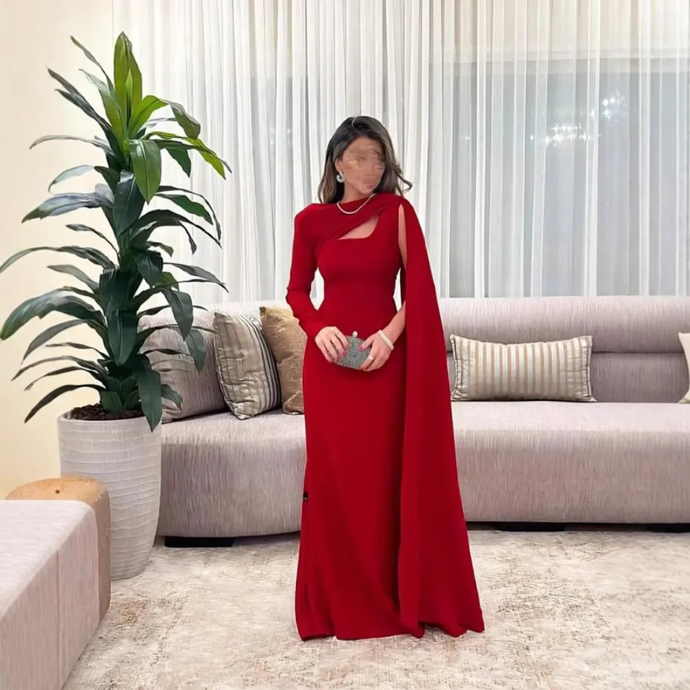 Vestidos rojos para mujer, vestidos sexis de un solo hombro con envoltura de cadera de Oriente Medio, vestidos de fiesta de noche formales con recortes simples