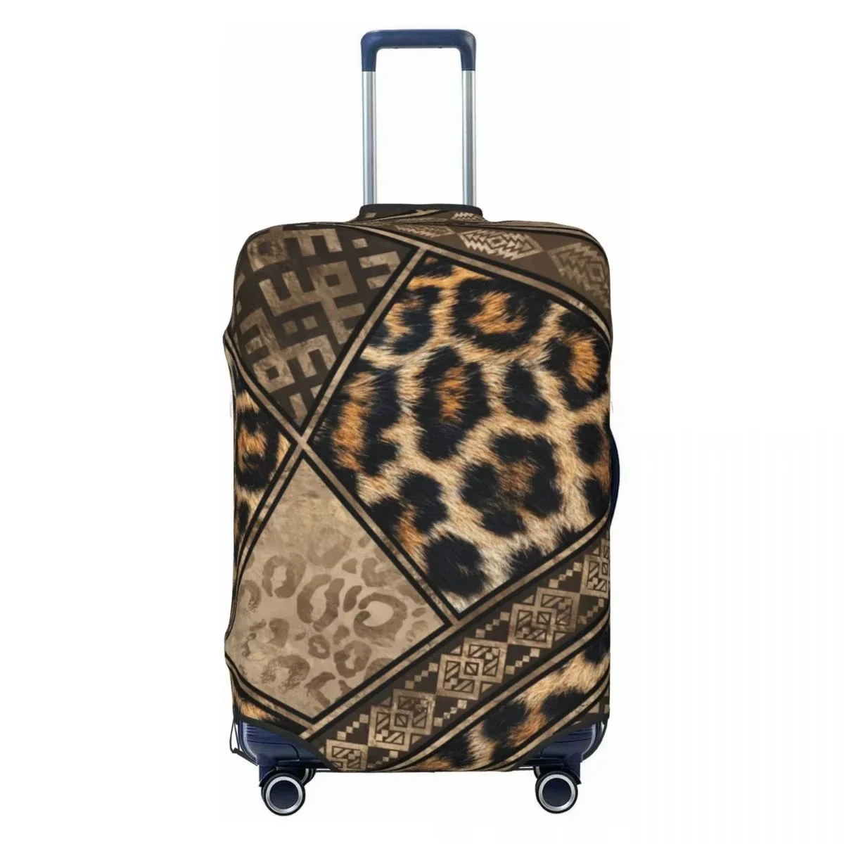 Patchwork Leopard Ethnic Geometric Print Luggage Cover Elastic Suitcase Protector Dustproof Anti Scratch Travel
