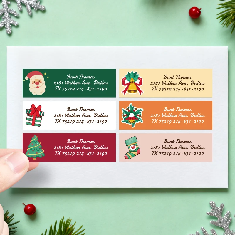 ملصقات عنوان عيد الميلاد المخصصة - علامات شخصية للهدايا والبطاقات والمغلفات والديكورات الاحتفالية ‌   لوازم الحفلات