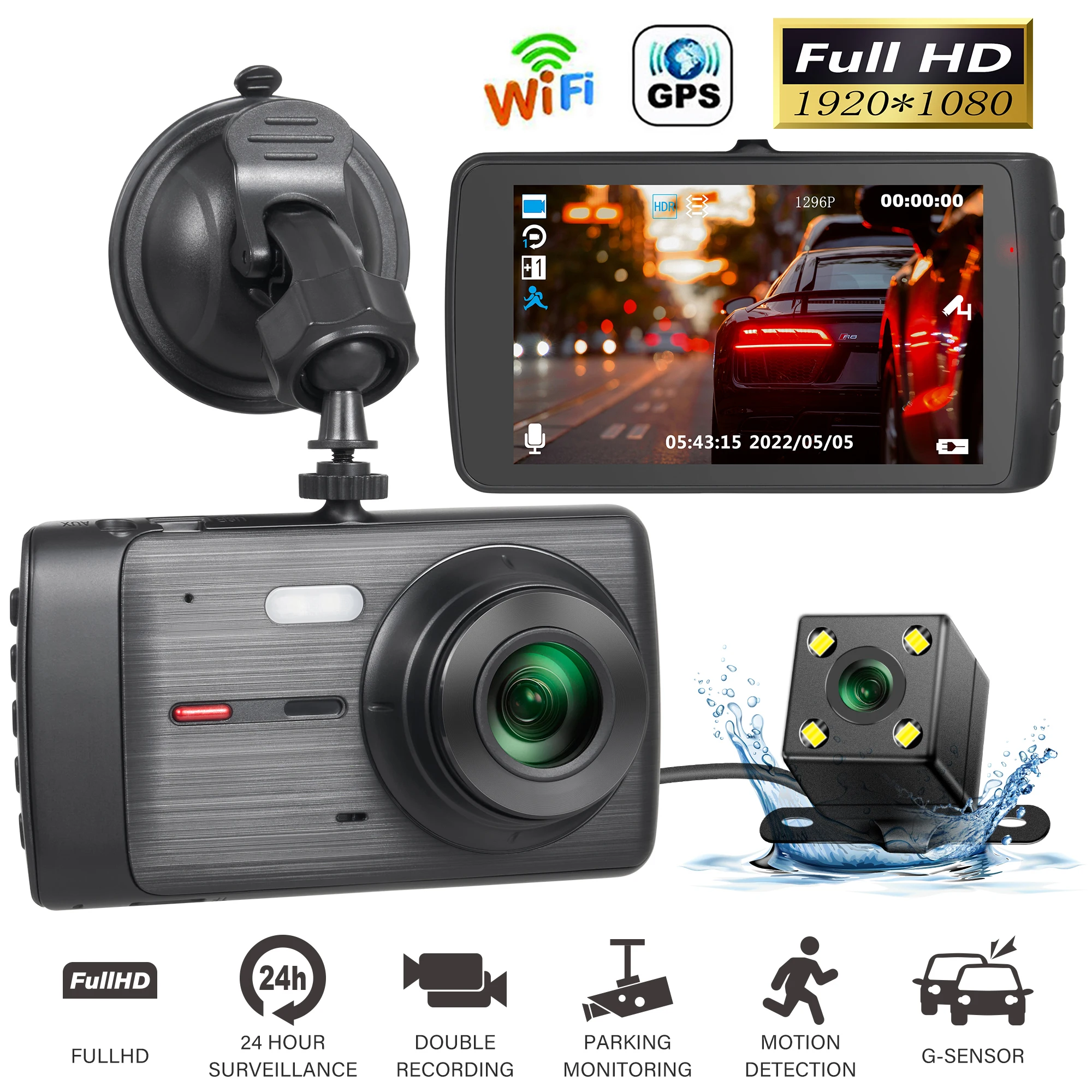 

Автомобильный видеорегистратор WiFi Full HD 1080P, автомобильная камера, видеорегистратор с ночным видением, Автомобильный видеорегистратор с черной коробкой, GPS, автомобильные аксессуары