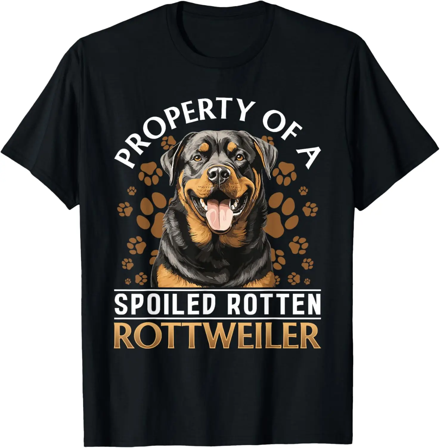 Property Of A Spoiled Rotten Rottweiler Graphic T-Shirt Men's Soft Cotton Casual Tee