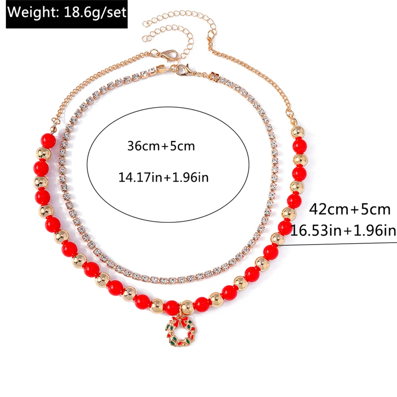 Modische handgefertigte Perlenkette für Damen, Weihnachtsanhänger mit Weihnachtsmann und Weihnachtsbaum, Halsketten für Mädchen, Neujahrsfest-Schmuck, Geschenke – Detail 14