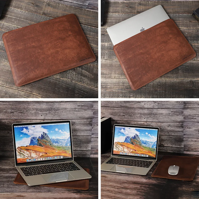 2026 Crazy Horse Leather Laptop Sleeve for 13.6