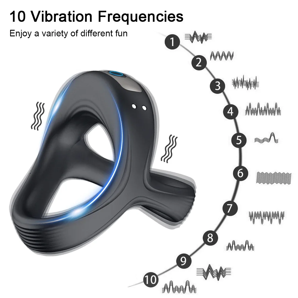 Vibrating Cock Ring Penis Ring for Man Male Chastity Ejaculation Delay Couple Vibrator Rings Penisring Adult Goods for Men - Image 2