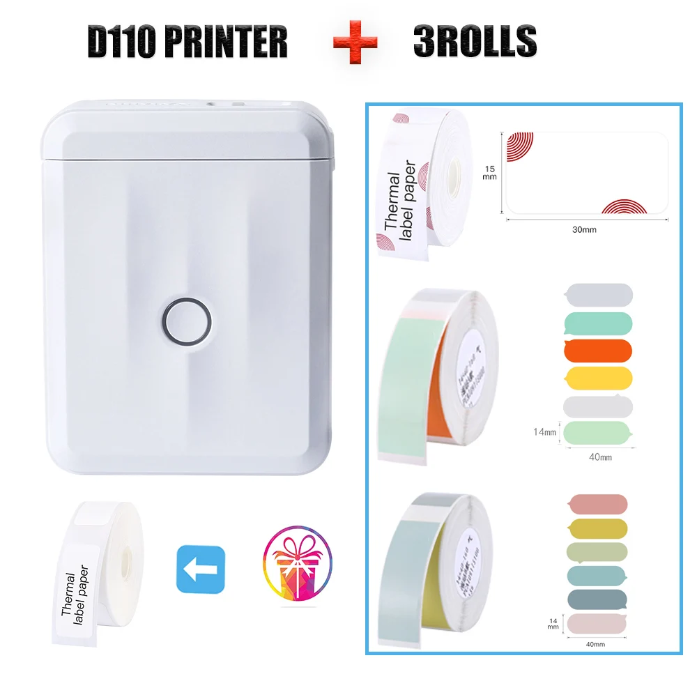 Compact and User-Friendly Thermal Label Printer D110 Niimbot Transfer Print Label Forms No Need Ink or Toner Portable & Mini New