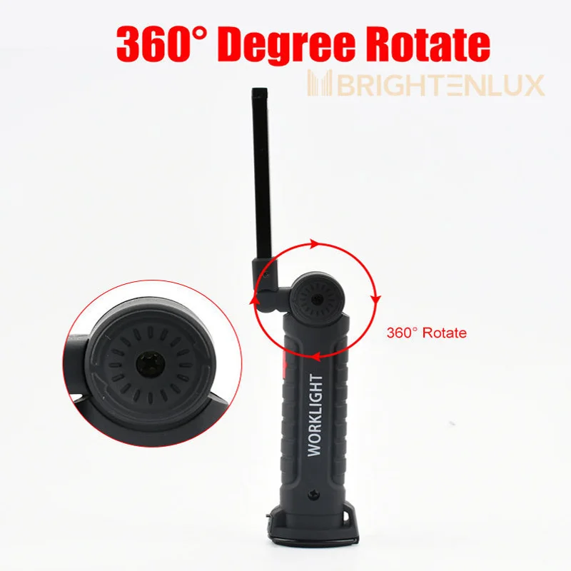 LED Work Light Magnetic Base Hook Rechargeable 360°Rotating Portable Handheld Flashlight For Working Repairing Outdoor Camping