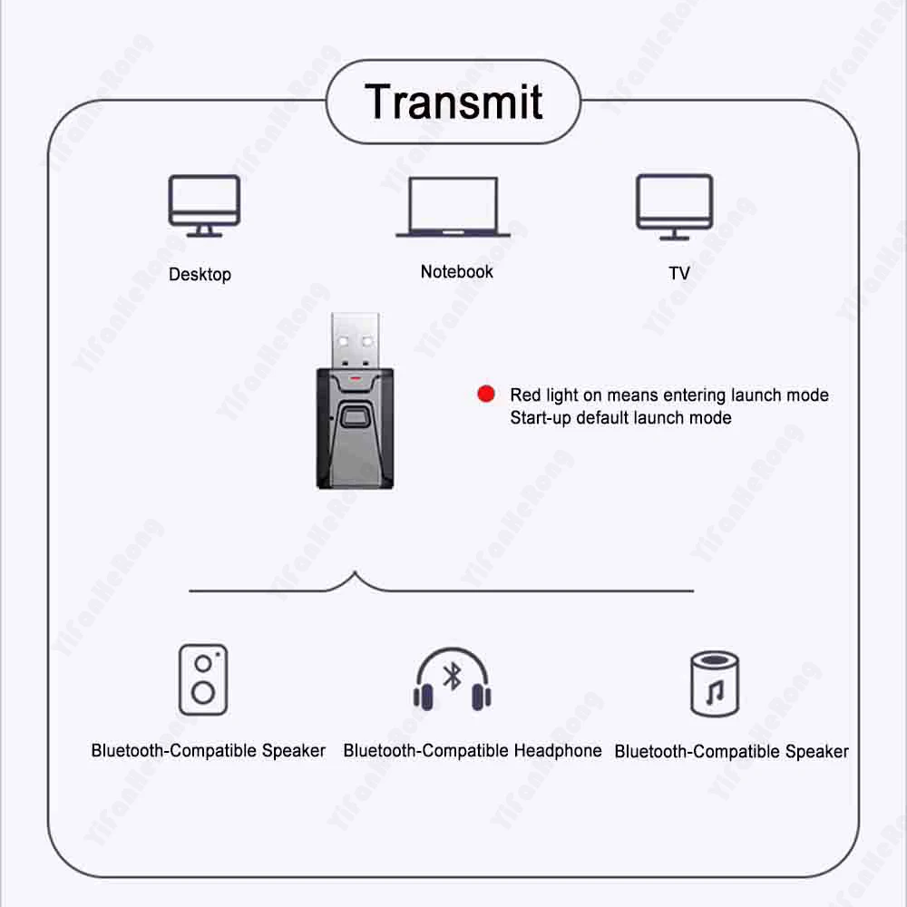 USB 5.0 Bluetooth-compatible 3.5mm Adapter Receiver Wireless For PC Computer Mini Music Bluthooth-compatible Transmitter