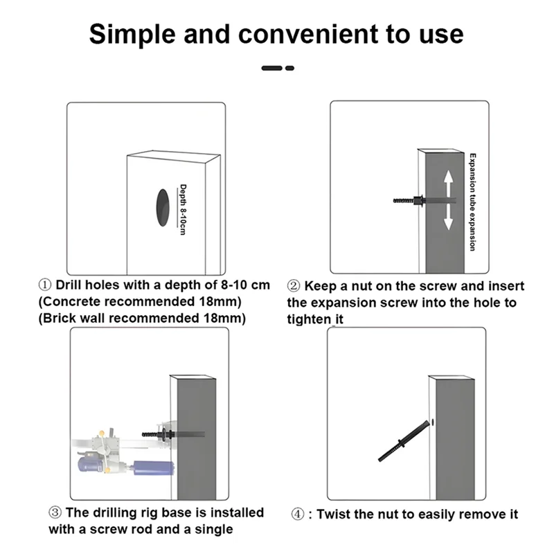 A74E-4Pc broca de água suporte de perfuração especial fixo destacável reutilizável parafuso de expansão interna conjunto