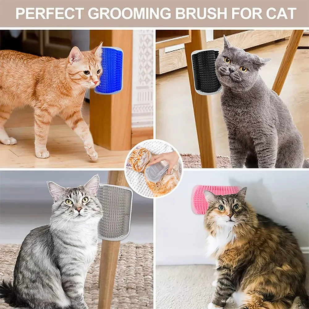 Large wall corner brush four color cat comb to remove floating hair and scratch tool pet comb cat toy  scratching post